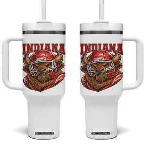Indiana Football Spirit Bison with Rose Graphic Tumbler With Handle Hoosier State Sports Pride TS02 One Size: 40 oz White Print Your Wear
