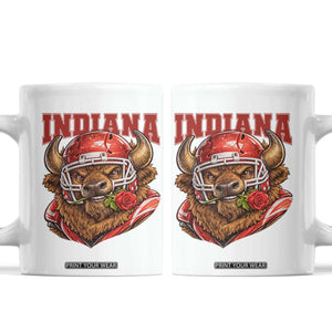 Indiana Football Spirit Bison with Rose Graphic Coffee Mug Hoosier State Sports Pride TS02 White Print Your Wear