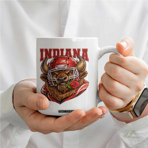 Indiana Football Spirit Bison with Rose Graphic Coffee Mug Hoosier State Sports Pride TS02 Print Your Wear