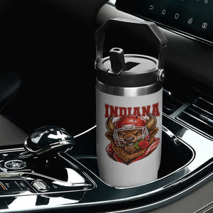 Indiana Football Spirit Bison with Rose Graphic Flip Straw Tumbler Hoosier State Sports Pride TS02 Print Your Wear