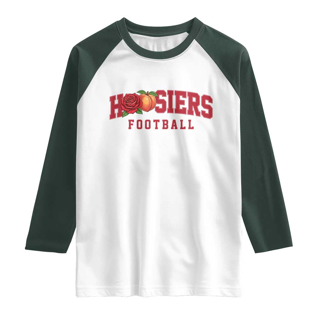 Hoosier State Pride Indiana Rose and Peach Raglan Shirt Game Day Sports Pride TS02 White Dark Forest Green Print Your Wear