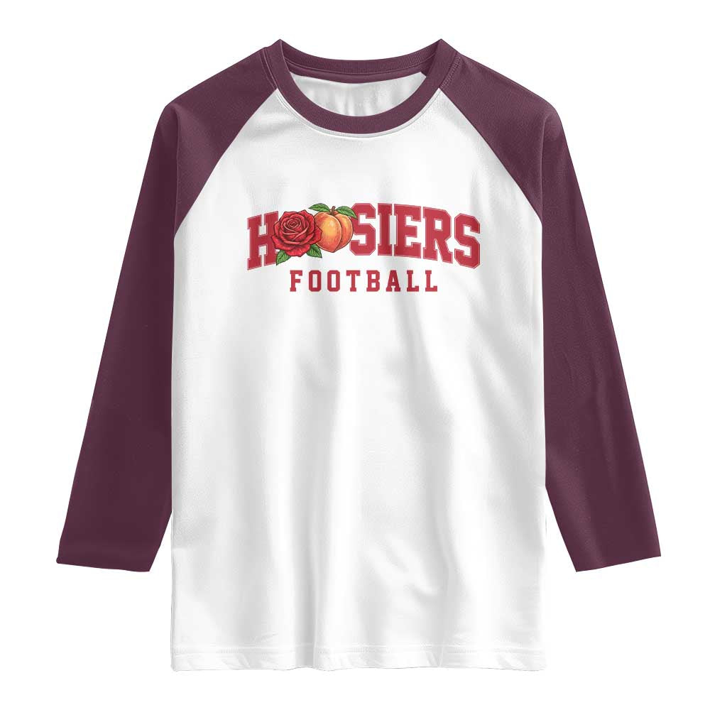 Hoosier State Pride Indiana Rose and Peach Raglan Shirt Game Day Sports Pride TS02 White Maroon Print Your Wear