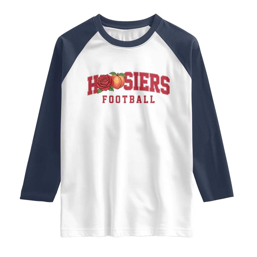 Hoosier State Pride Indiana Rose and Peach Raglan Shirt Game Day Sports Pride TS02 White Navy Print Your Wear