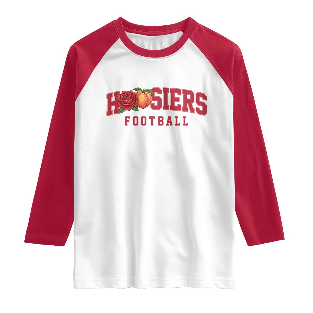 Hoosier State Pride Indiana Rose and Peach Raglan Shirt Game Day Sports Pride TS02 White Red Print Your Wear