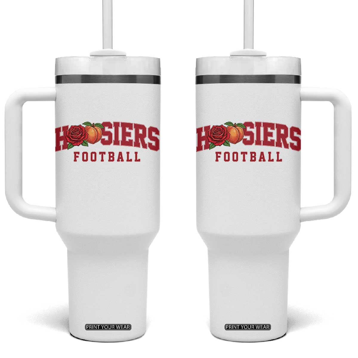 Hoosier State Pride Indiana Rose and Peach Tumbler With Handle Game Day Sports Pride TS02 One Size: 40 oz White Print Your Wear