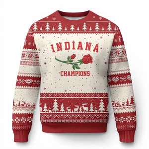 Indiana Champions Rose Hoosier State Graphic Ugly Christmas Sweater Game Day Sports Pride TS02 Beige Red Print Your Wear