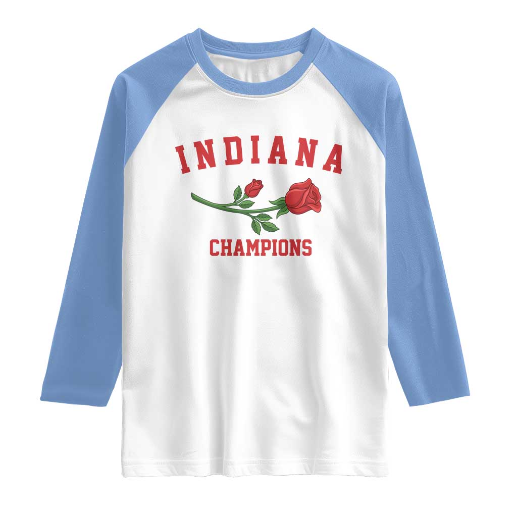 Indiana Champions Rose Hoosier State Graphic Raglan Shirt Game Day Sports Pride TS02 White Carolina Blue Print Your Wear