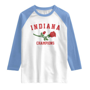 Indiana Champions Rose Hoosier State Graphic Raglan Shirt Game Day Sports Pride TS02 White Carolina Blue Print Your Wear