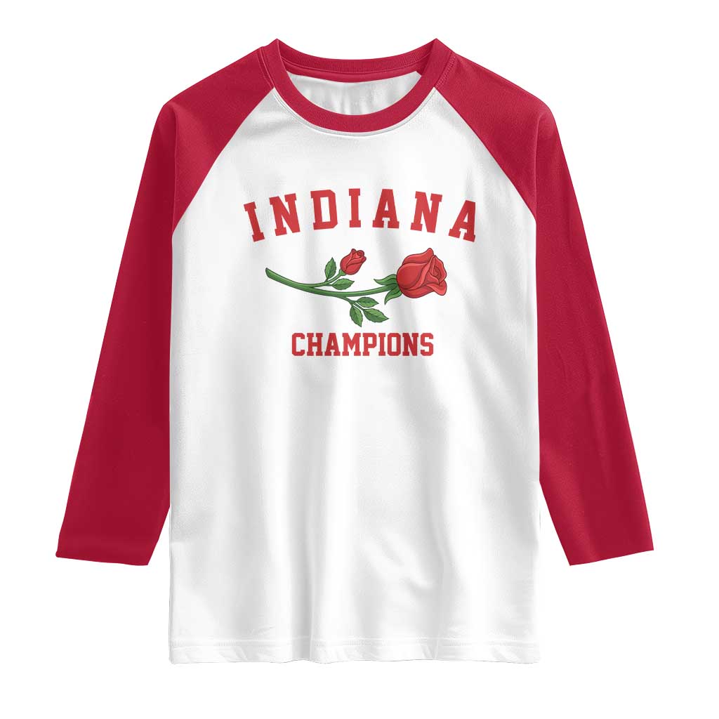 Indiana Champions Rose Hoosier State Graphic Raglan Shirt Game Day Sports Pride TS02 White Red Print Your Wear