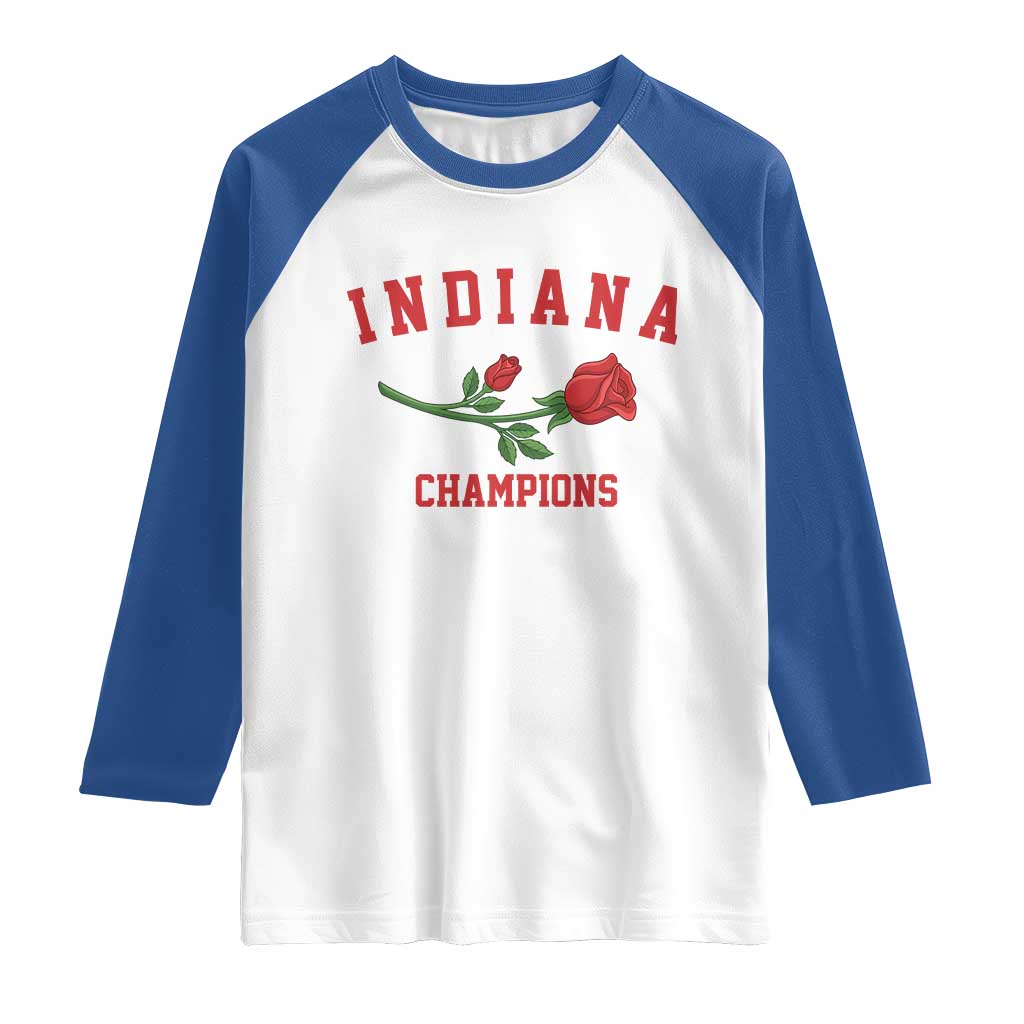 Indiana Champions Rose Hoosier State Graphic Raglan Shirt Game Day Sports Pride TS02 White Royal Print Your Wear