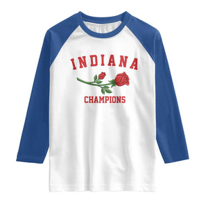 Indiana Champions Rose Hoosier State Graphic Raglan Shirt Game Day Sports Pride TS02 White Royal Print Your Wear