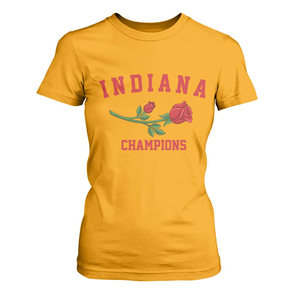 Indiana Champions Rose Hoosier State Graphic T Shirt For Women Game Day Sports Pride TS02 Gold Print Your Wear