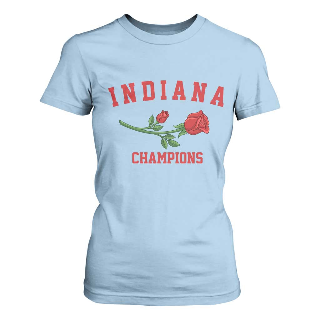 Indiana Champions Rose Hoosier State Graphic T Shirt For Women Game Day Sports Pride TS02 Light Blue Print Your Wear