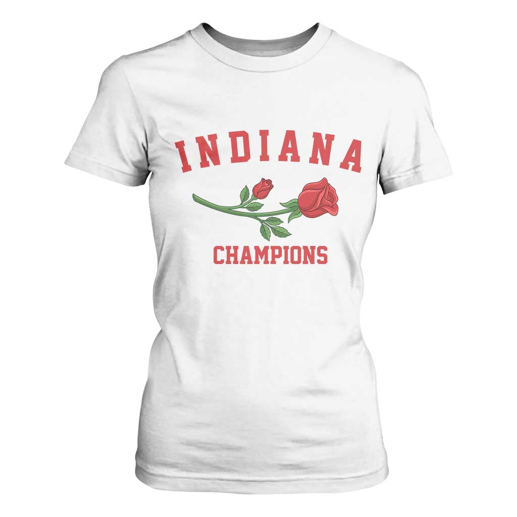 Indiana Champions Rose Hoosier State Graphic T Shirt For Women Game Day Sports Pride TS02 White Print Your Wear