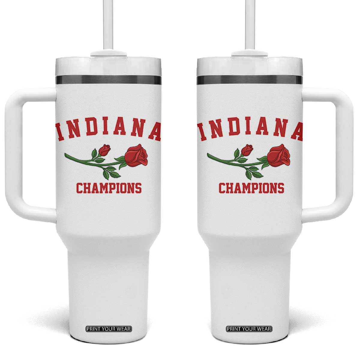 Indiana Champions Rose Hoosier State Graphic Tumbler With Handle Game Day Sports Pride TS02 One Size: 40 oz White Print Your Wear
