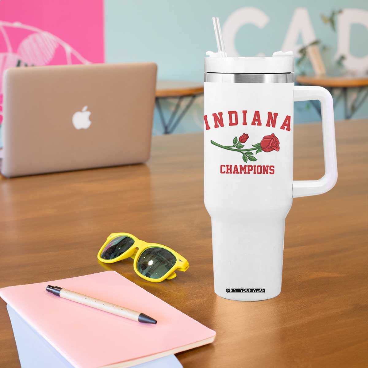 Indiana Champions Rose Hoosier State Graphic Tumbler With Handle Game Day Sports Pride TS02 Print Your Wear