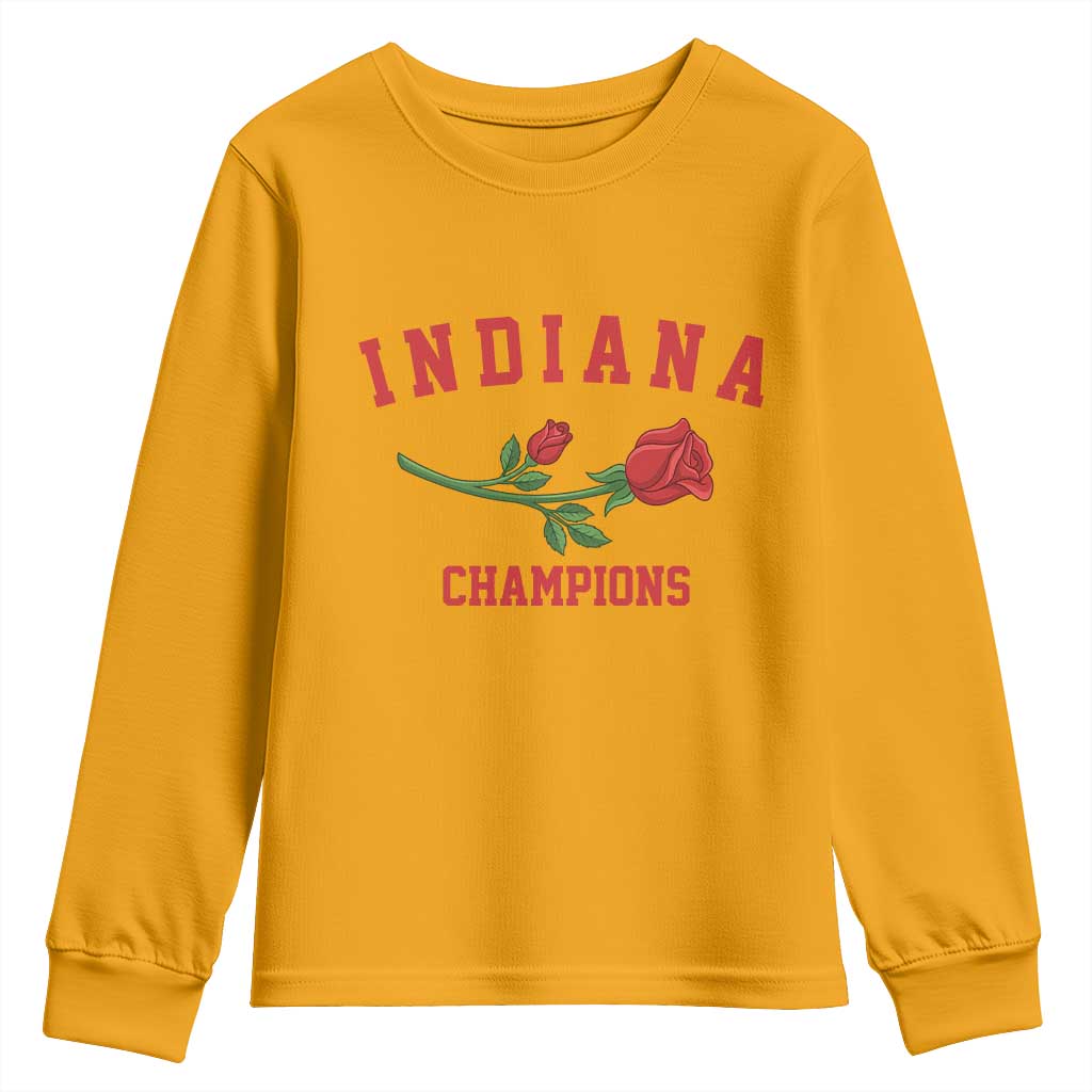 Indiana Champions Rose Hoosier State Graphic Youth Sweatshirt Game Day Sports Pride TS02 Gold Print Your Wear