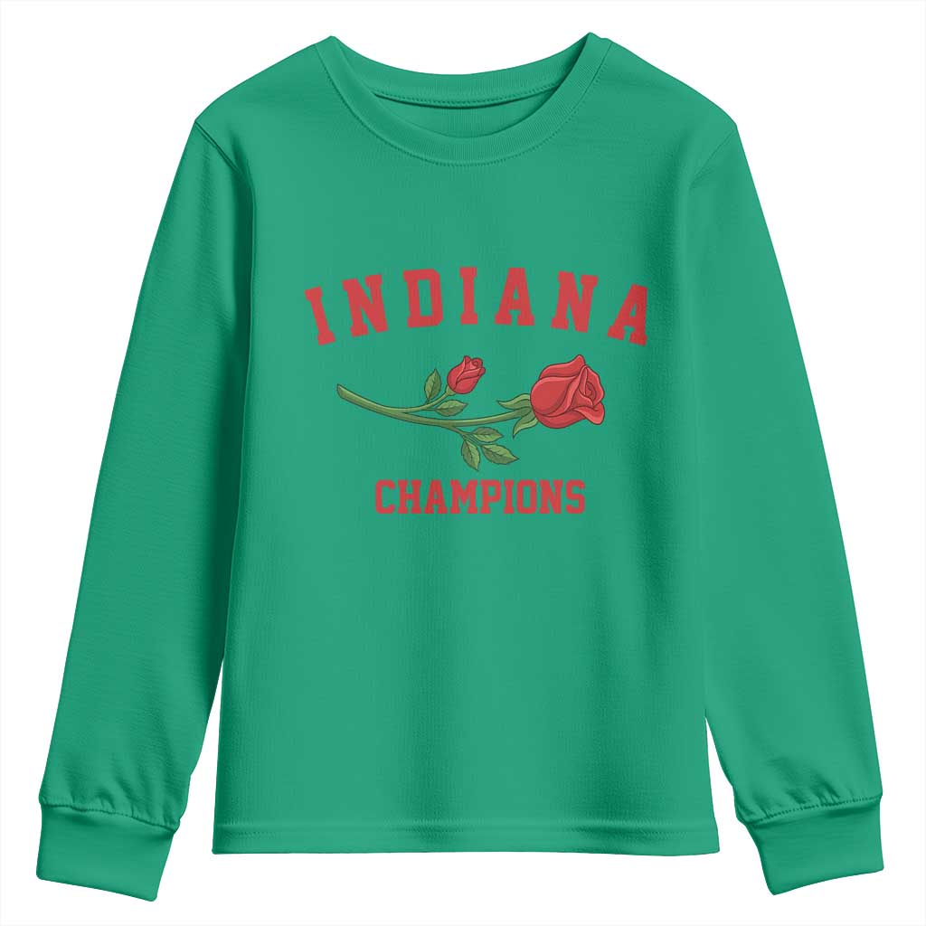 Indiana Champions Rose Hoosier State Graphic Youth Sweatshirt Game Day Sports Pride TS02 Irish Green Print Your Wear