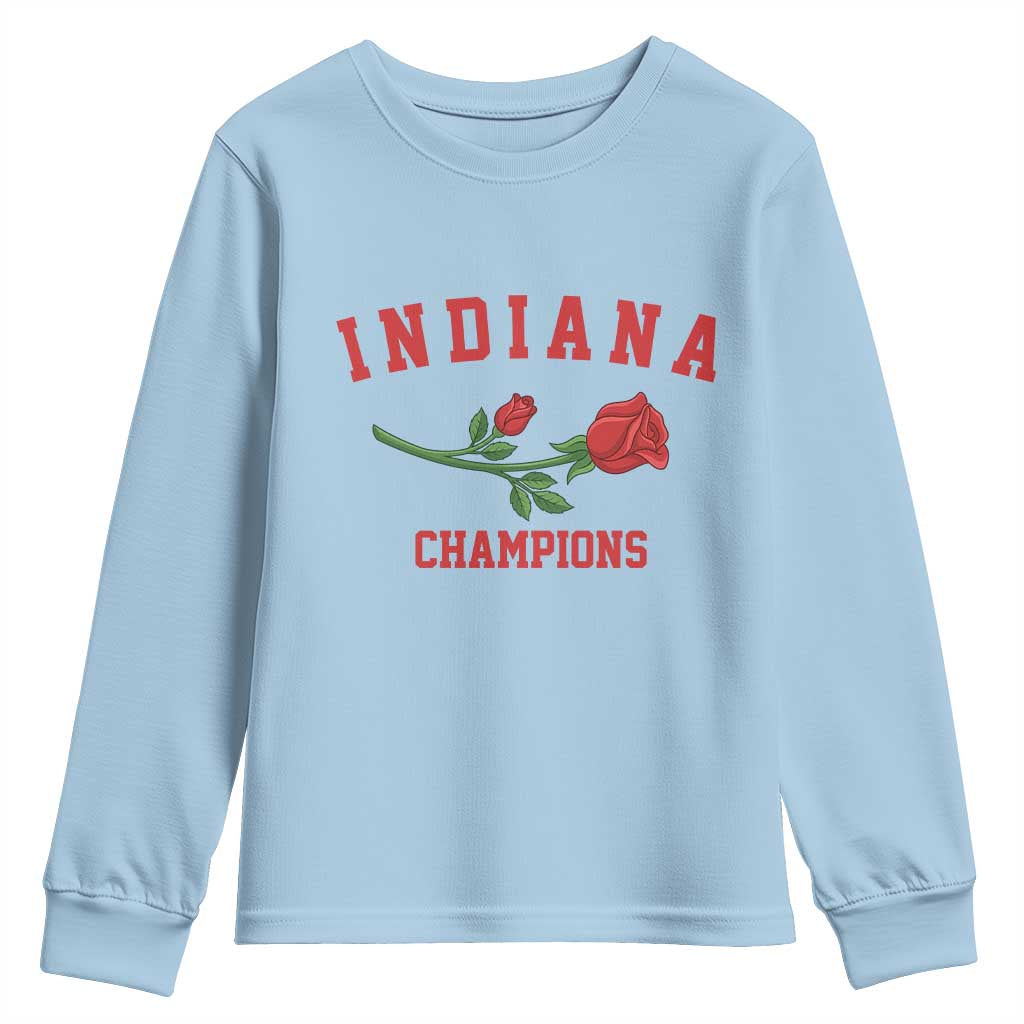 Indiana Champions Rose Hoosier State Graphic Youth Sweatshirt Game Day Sports Pride TS02 Light Blue Print Your Wear