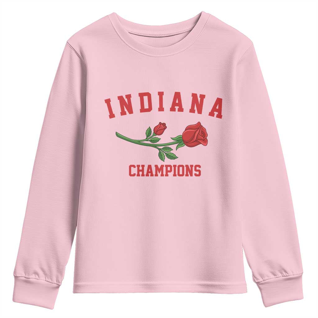 Indiana Champions Rose Hoosier State Graphic Youth Sweatshirt Game Day Sports Pride TS02 Light Pink Print Your Wear