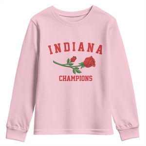 Indiana Champions Rose Hoosier State Graphic Youth Sweatshirt Game Day Sports Pride TS02 Light Pink Print Your Wear
