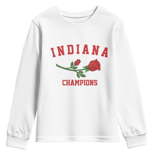 Indiana Champions Rose Hoosier State Graphic Youth Sweatshirt Game Day Sports Pride TS02 White Print Your Wear