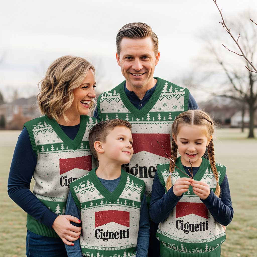 Cignetti Retro Red Box V-Neck Knit Sweater Vest Indiana Game Day Sports Fan TS02 Beige Green Print Your Wear