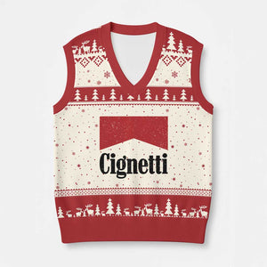 Cignetti Retro Red Box V-Neck Knit Sweater Vest Indiana Game Day Sports Fan TS02 Beige Red Print Your Wear