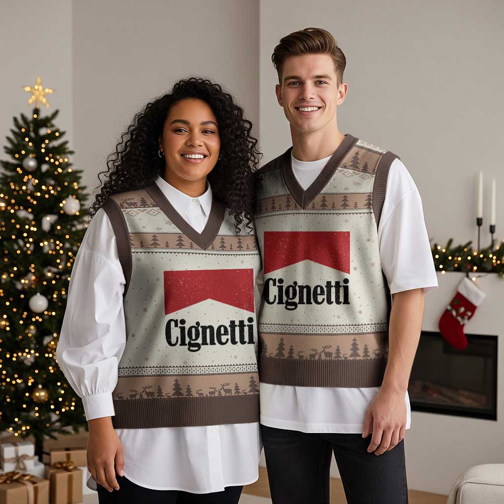 Cignetti Retro Red Box V-Neck Knit Sweater Vest Indiana Game Day Sports Fan TS02 Mocha Mousse Print Your Wear