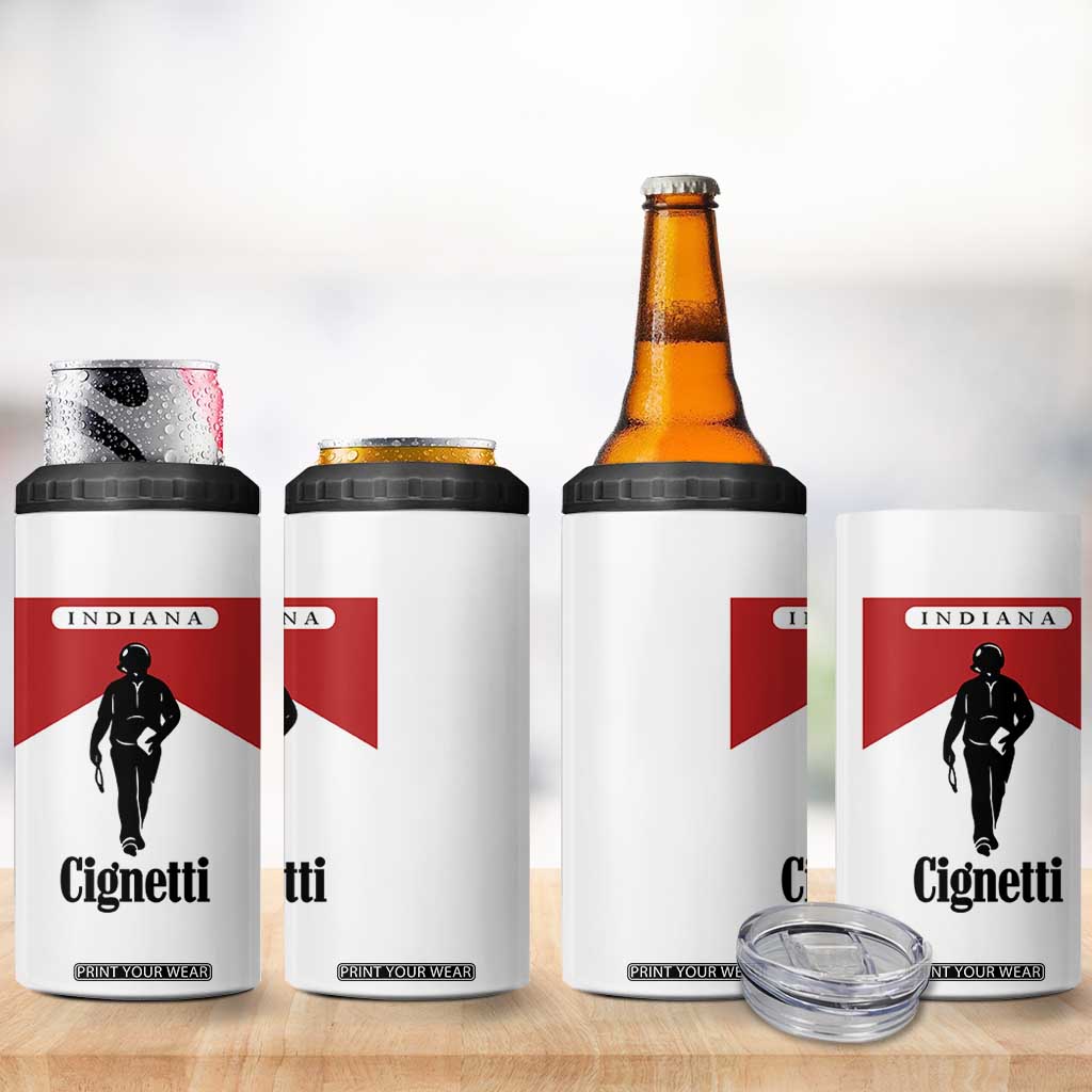 Cignetti Walking Retro Red Box 4 in 1 Can Cooler Tumbler Indiana Game Day Sports Fan TS02 Print Your Wear