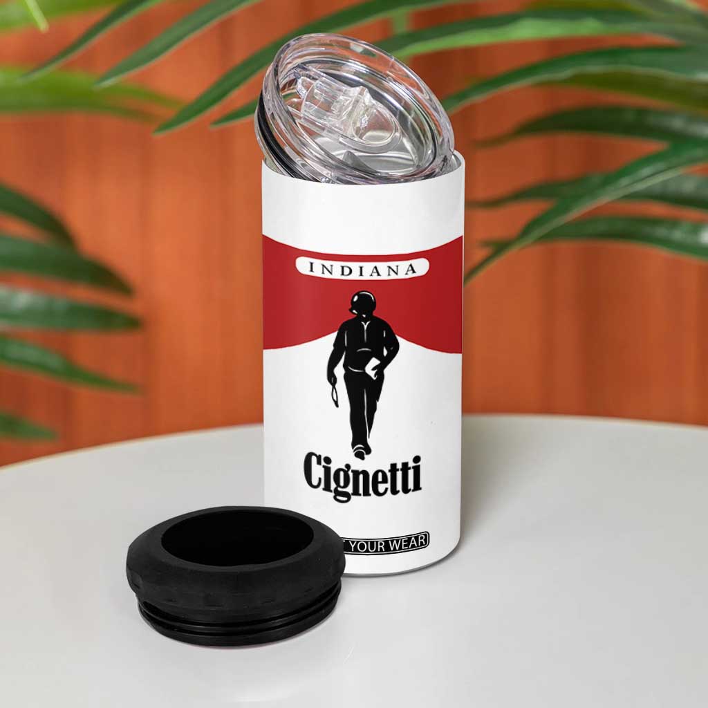 Cignetti Walking Retro Red Box 4 in 1 Can Cooler Tumbler Indiana Game Day Sports Fan TS02 Print Your Wear