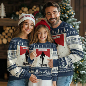 Cignetti Walking Retro Red Box Ugly Christmas Sweater Indiana Game Day Sports Fan TS02 Beige Navy Print Your Wear