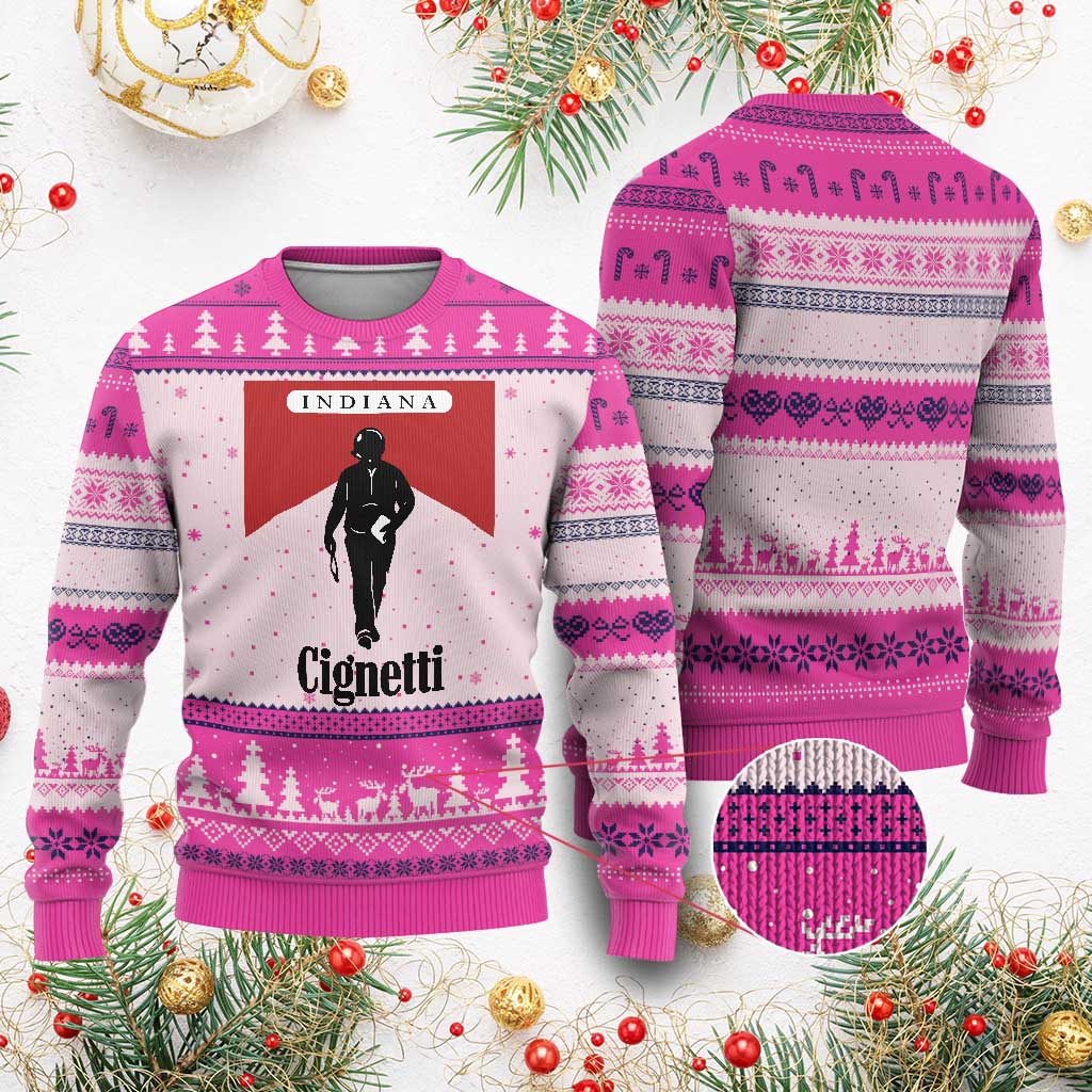 Cignetti Walking Retro Red Box Ugly Christmas Sweater Indiana Game Day Sports Fan TS02 Hot Pink Print Your Wear
