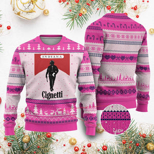 Cignetti Walking Retro Red Box Ugly Christmas Sweater Indiana Game Day Sports Fan TS02 Hot Pink Print Your Wear