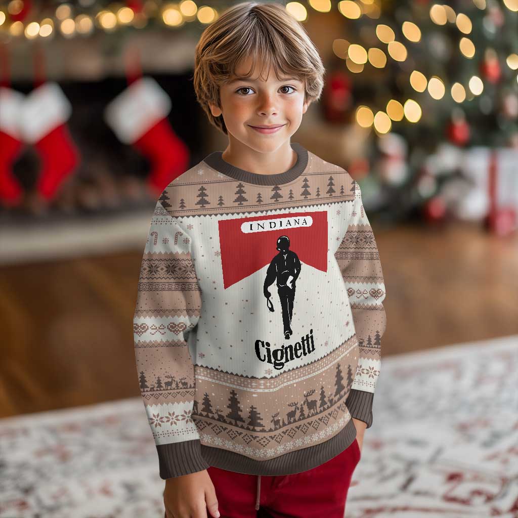 Cignetti Walking Retro Red Box Ugly Christmas Sweater Indiana Game Day Sports Fan TS02 Mocha Mousse Print Your Wear