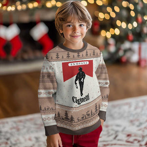 Cignetti Walking Retro Red Box Ugly Christmas Sweater Indiana Game Day Sports Fan TS02 Mocha Mousse Print Your Wear