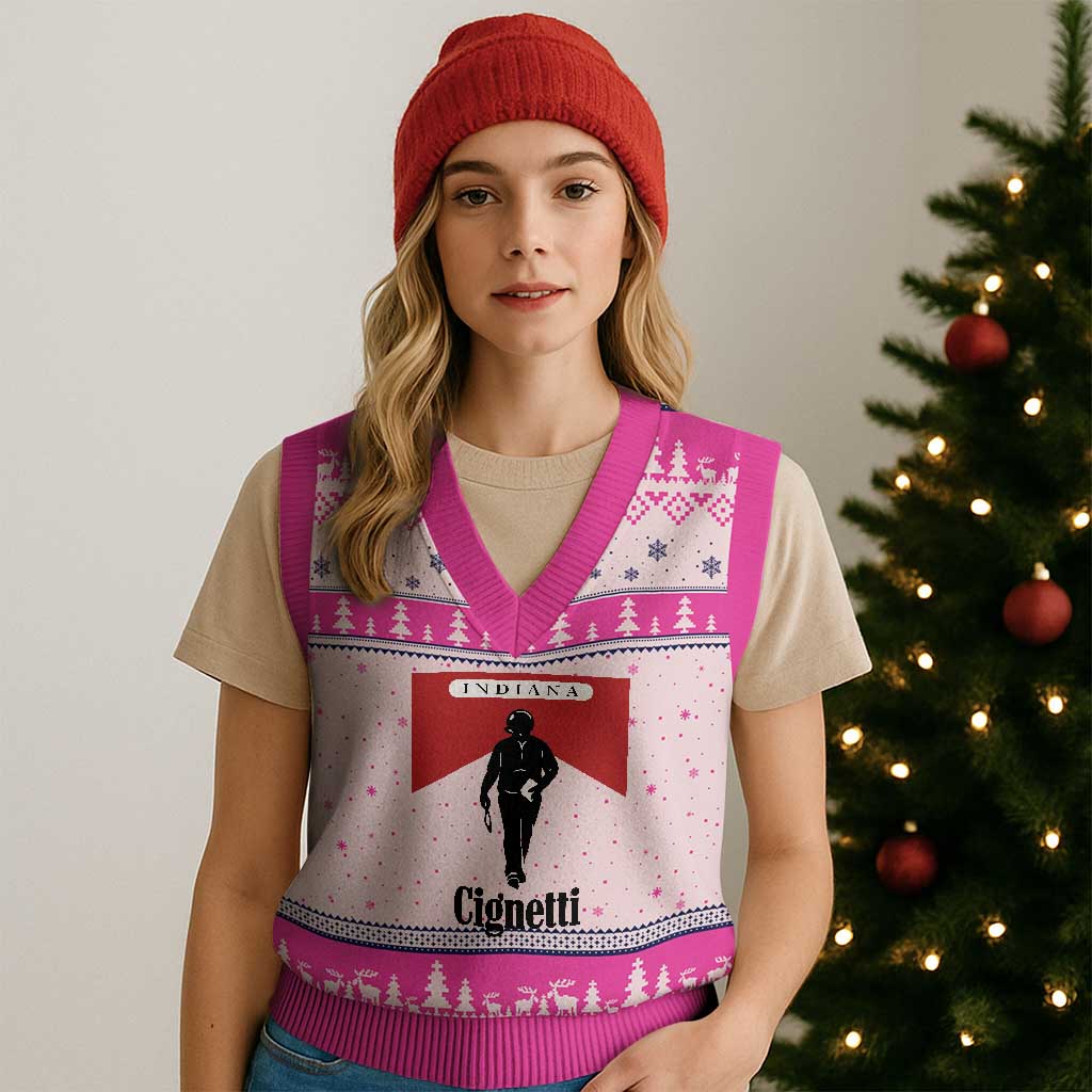 Cignetti Walking Retro Red Box V-Neck Knit Sweater Vest Indiana Game Day Sports Fan TS02 Hot Pink Print Your Wear