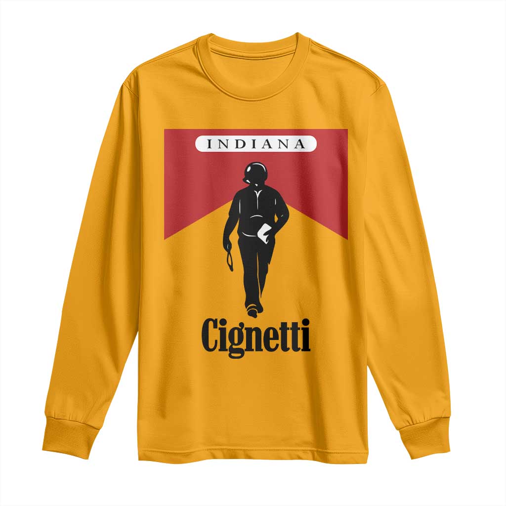 Cignetti Walking Retro Red Box Long Sleeve Shirt Indiana Game Day Sports Fan TS02 Gold Print Your Wear