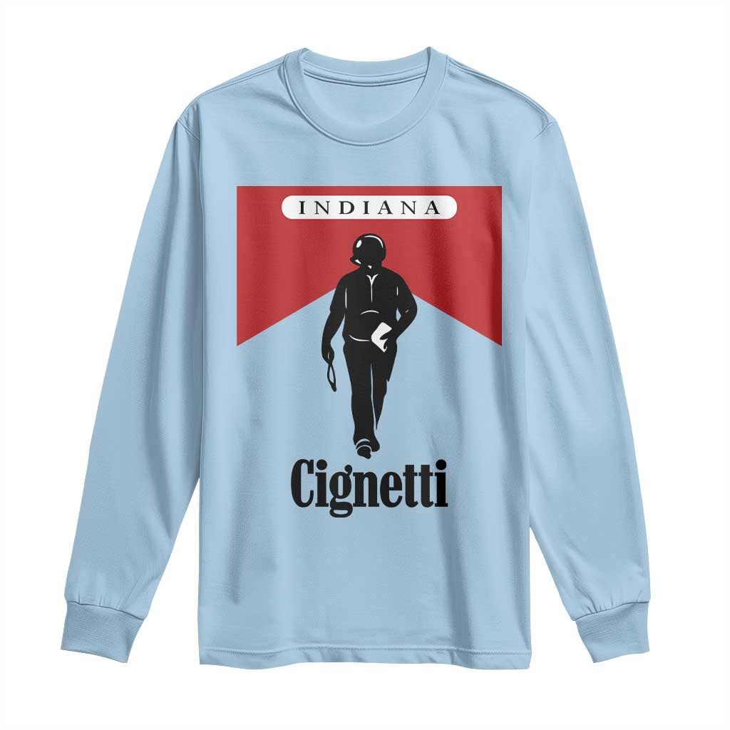 Cignetti Walking Retro Red Box Long Sleeve Shirt Indiana Game Day Sports Fan TS02 Light Blue Print Your Wear