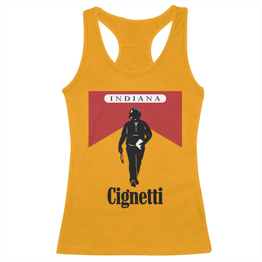 Cignetti Walking Retro Red Box Racerback Tank Top Indiana Game Day Sports Fan TS02 Gold Print Your Wear