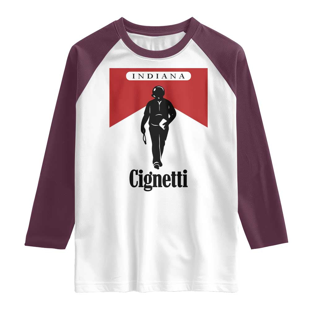 Cignetti Walking Retro Red Box Raglan Shirt Indiana Game Day Sports Fan TS02 White Maroon Print Your Wear