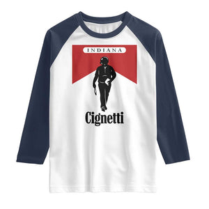 Cignetti Walking Retro Red Box Raglan Shirt Indiana Game Day Sports Fan TS02 White Navy Print Your Wear