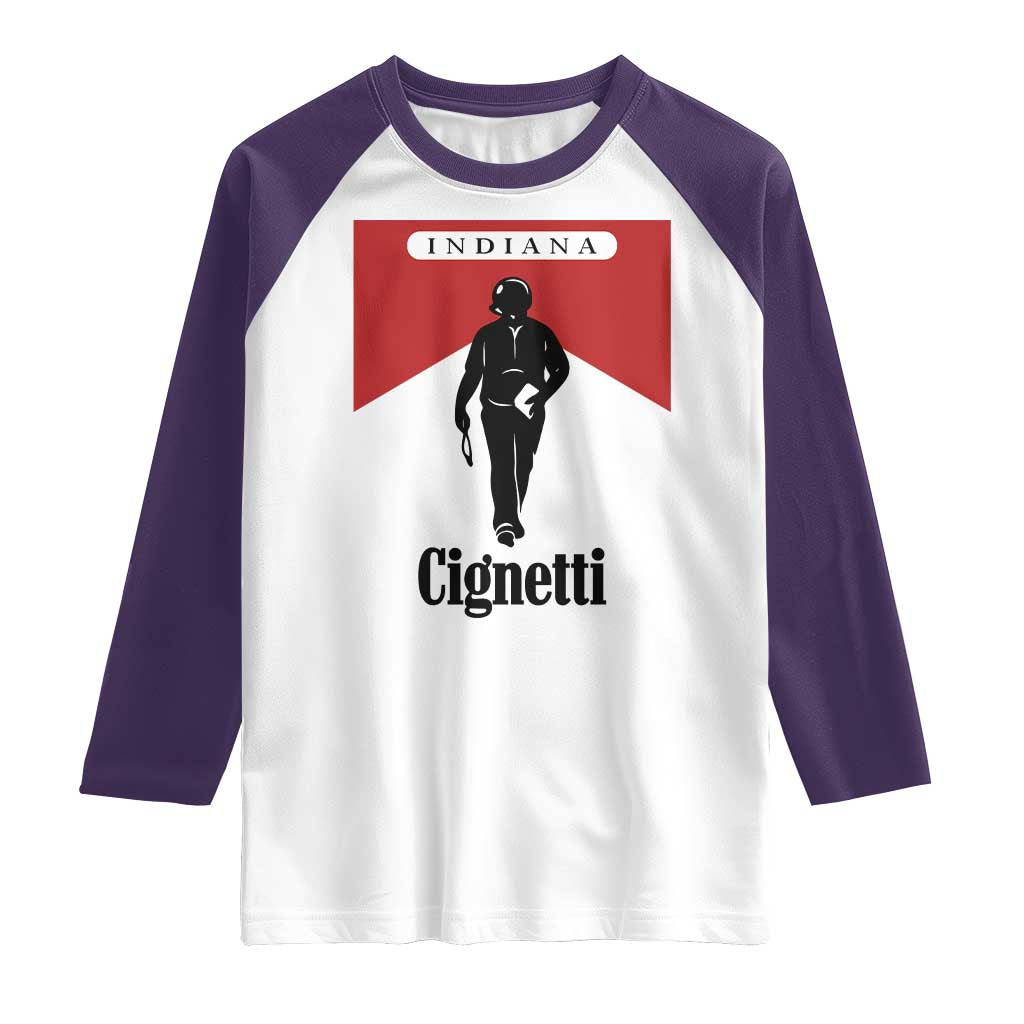 Cignetti Walking Retro Red Box Raglan Shirt Indiana Game Day Sports Fan TS02 White Purple Print Your Wear