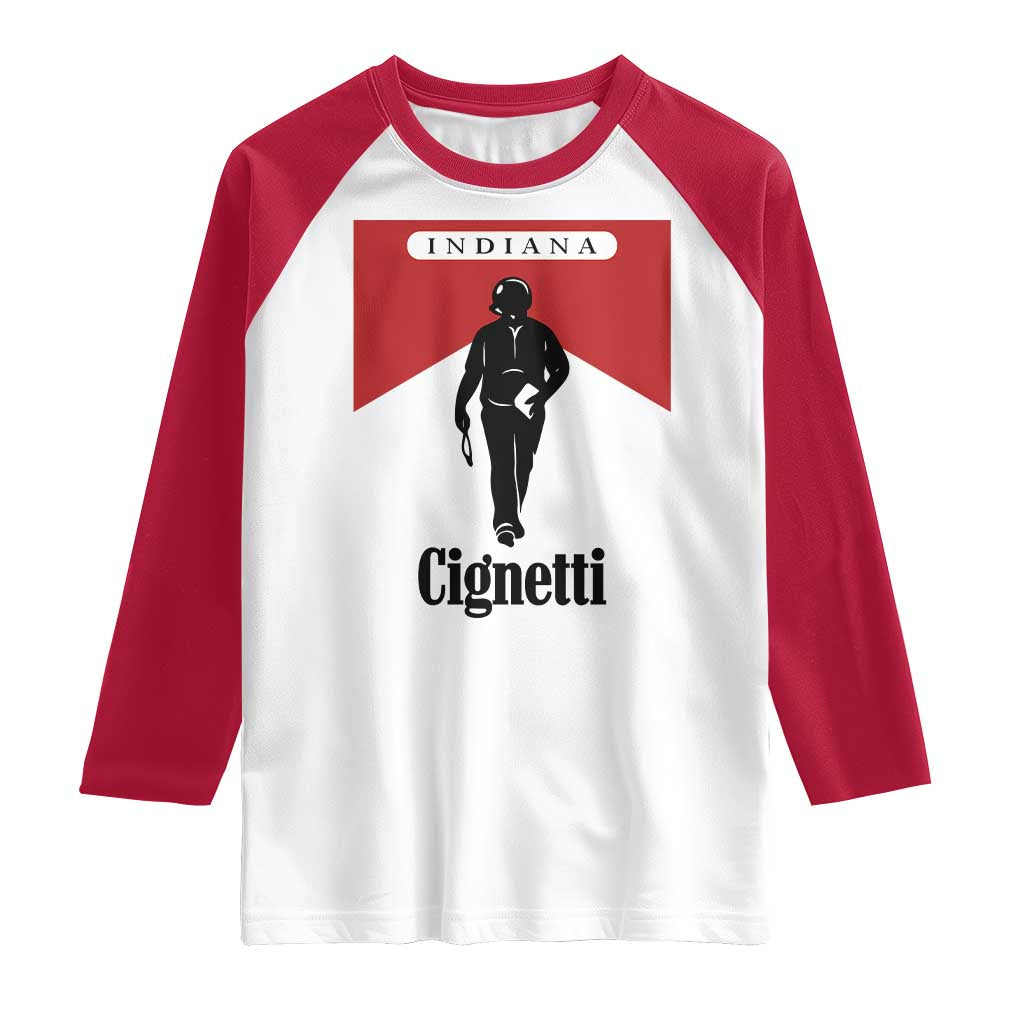 Cignetti Walking Retro Red Box Raglan Shirt Indiana Game Day Sports Fan TS02 White Red Print Your Wear