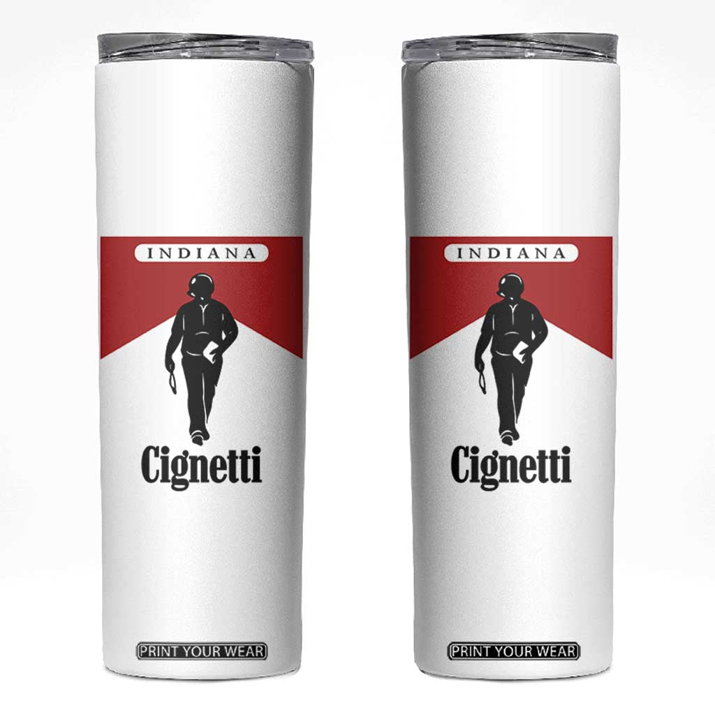 Cignetti Walking Retro Red Box Skinny Tumbler Indiana Game Day Sports Fan TS02 White Print Your Wear