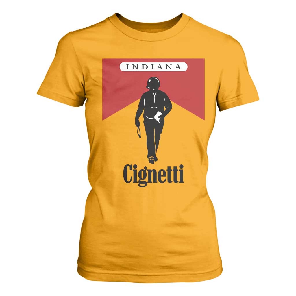 Cignetti Walking Retro Red Box T Shirt For Women Indiana Game Day Sports Fan TS02 Gold Print Your Wear