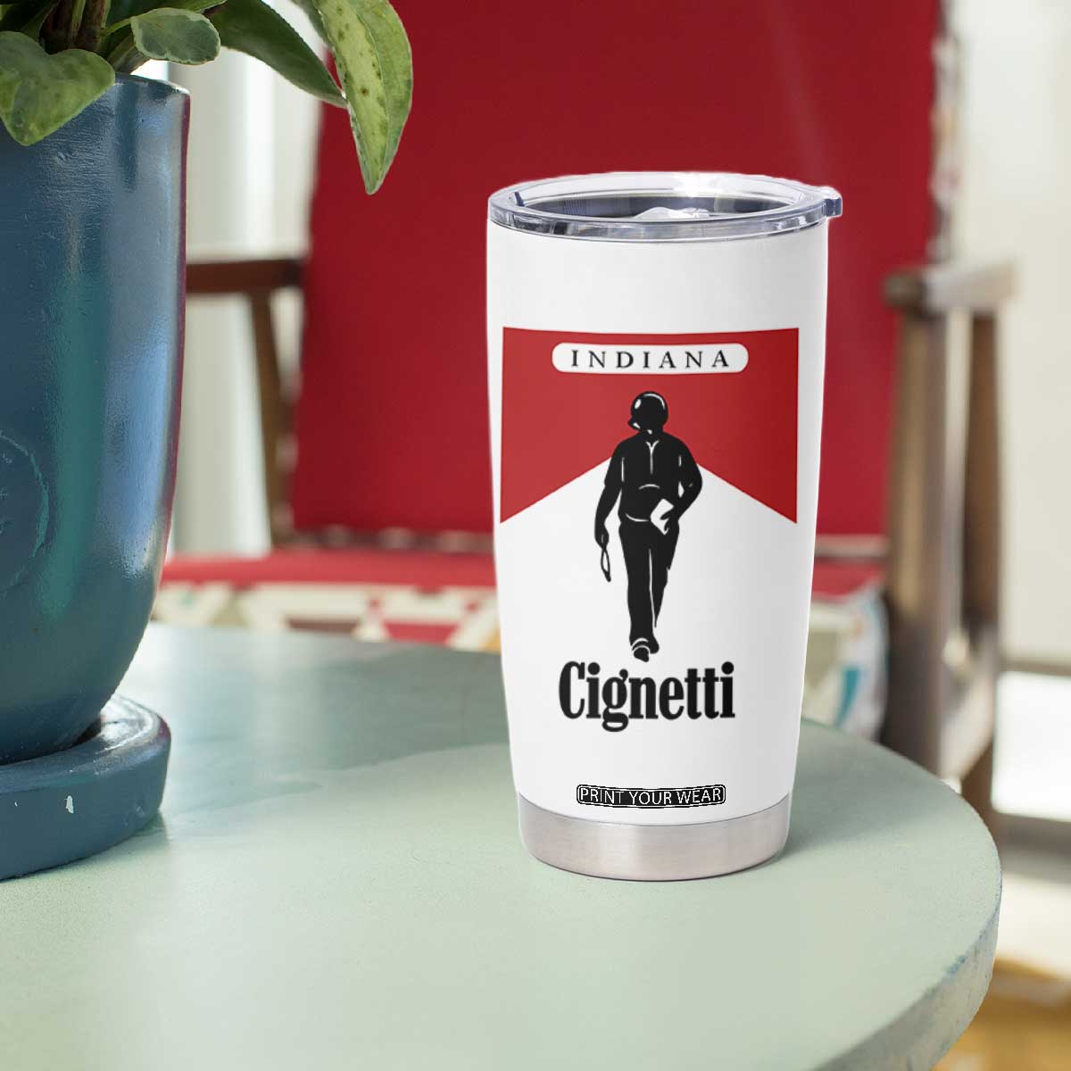 Cignetti Walking Retro Red Box Tumbler Cup Indiana Game Day Sports Fan TS02 Print Your Wear