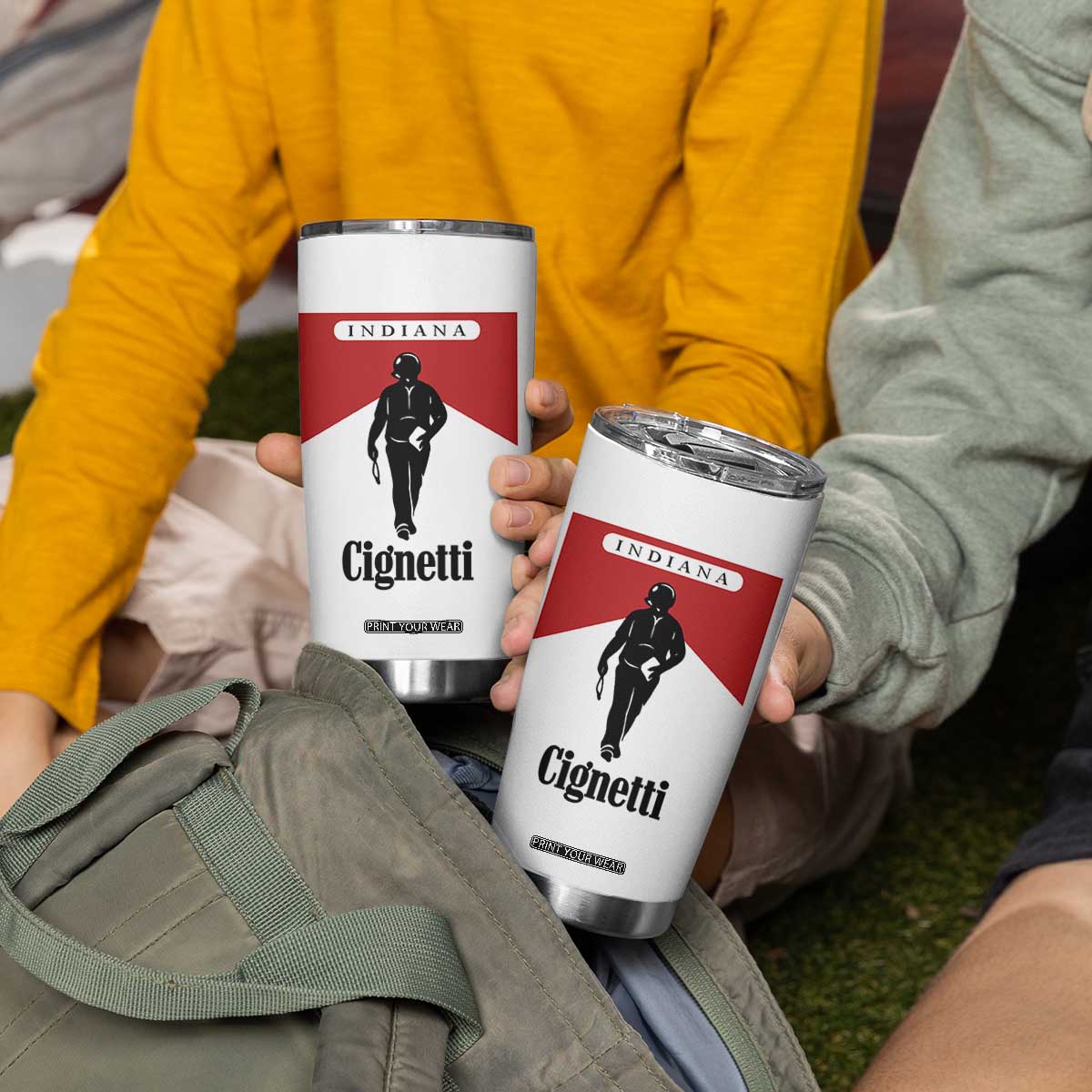 Cignetti Walking Retro Red Box Tumbler Cup Indiana Game Day Sports Fan TS02 Print Your Wear