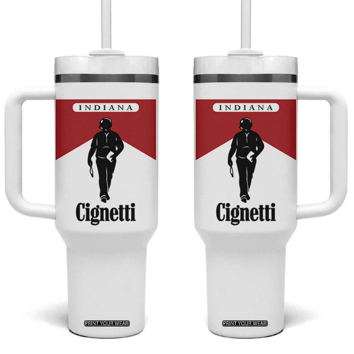 Cignetti Walking Retro Red Box Tumbler With Handle Indiana Game Day Sports Fan TS02 One Size: 40 oz White Print Your Wear