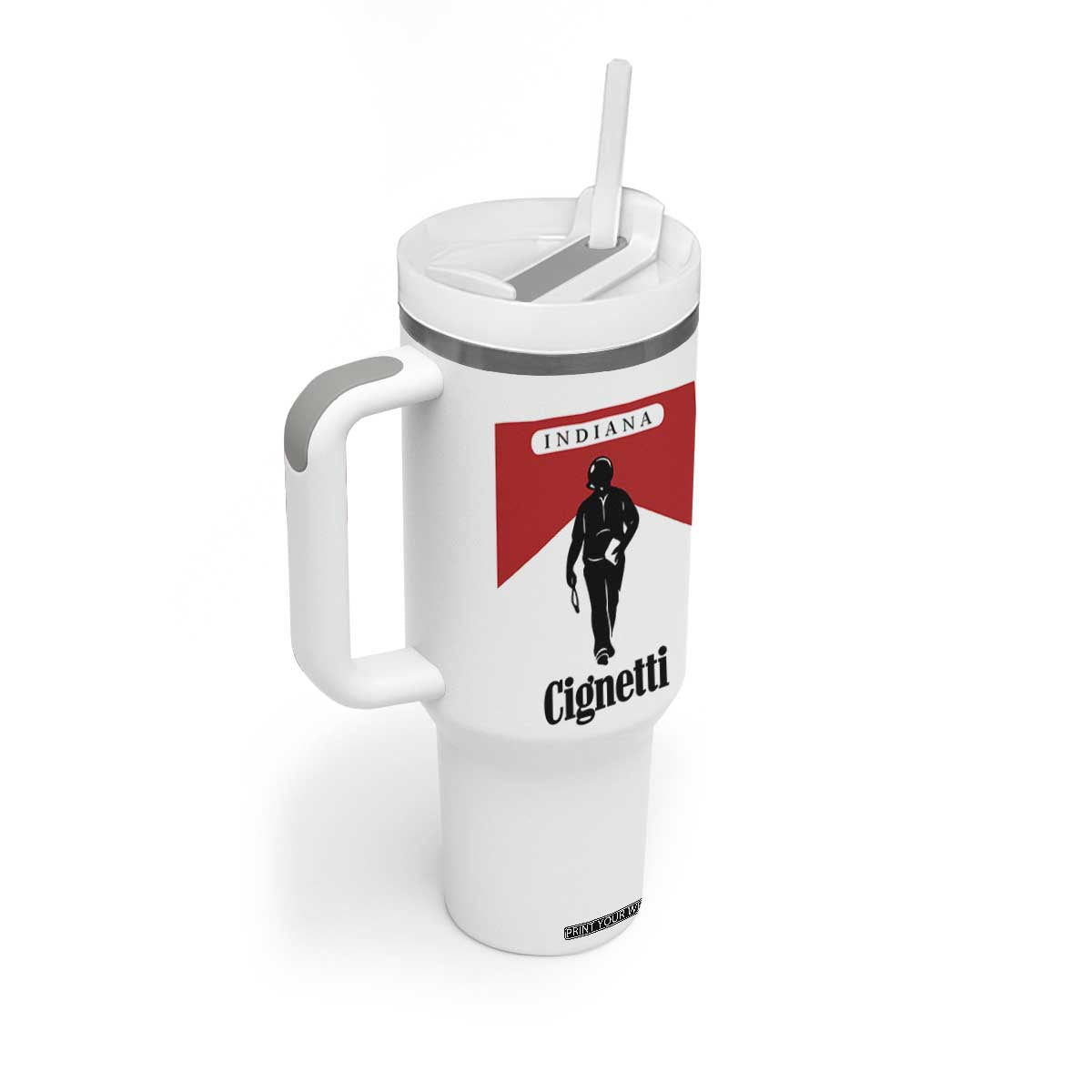 Cignetti Walking Retro Red Box Tumbler With Handle Indiana Game Day Sports Fan TS02 Print Your Wear